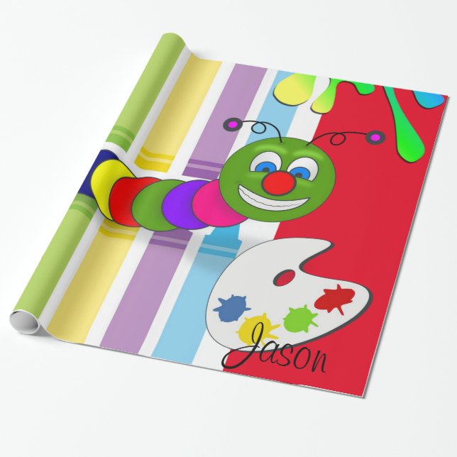 Glossy Wrapping Paper, Colorful Worm Paper (Unrolled)
