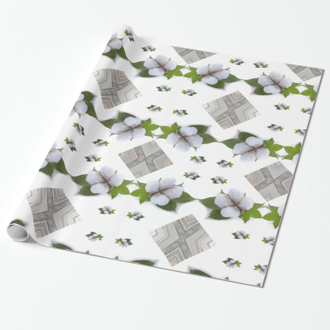 Glossy Wrapping Paper, Cotton Grey Triangles Paper (Unrolled)