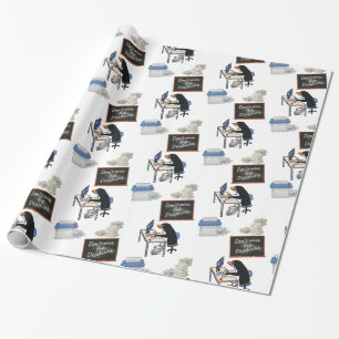 Glossy Wrapping Paper, Deadline Penguin Office Wrapping Paper