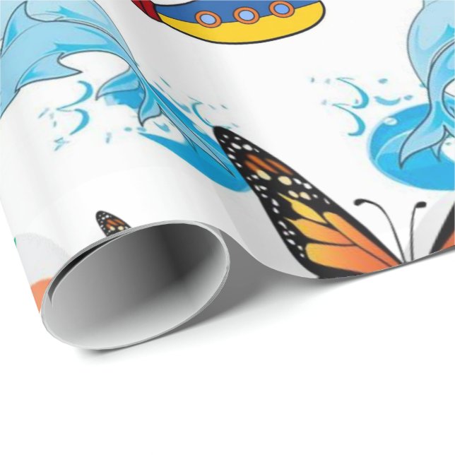 Glossy Wrapping Paper Dolphin Butterfly (Roll Corner)