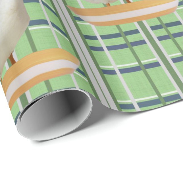 Glossy Wrapping Paper Duck Green Plaid (Roll Corner)