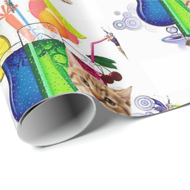 Glossy Wrapping Paper Fairy Drinks Kitten (Roll Corner)