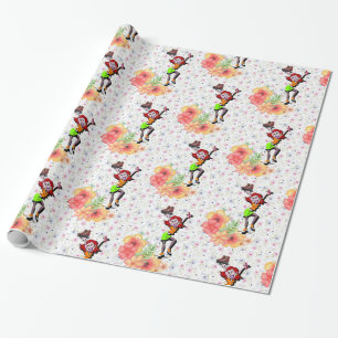 Glossy Wrapping Paper, Floral Skating Wrapping Paper