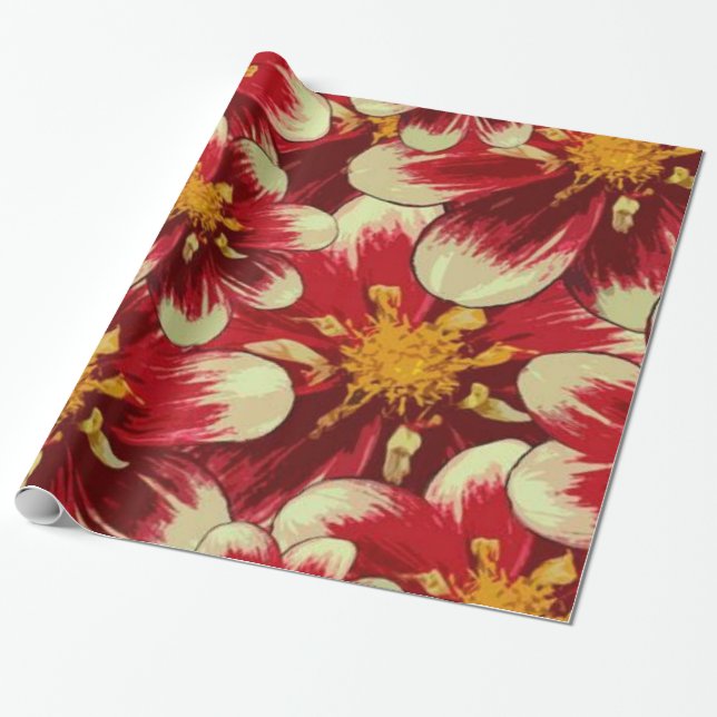 Glossy Wrapping Paper, Floral Wrapping Paper (Unrolled)