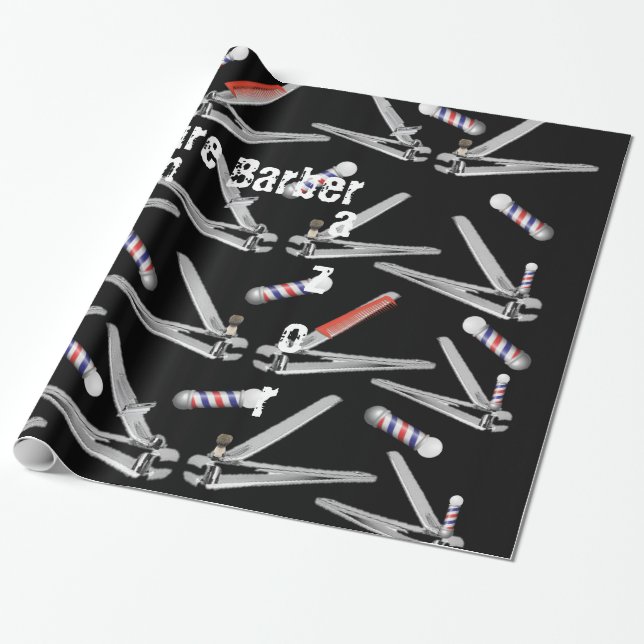 Glossy Wrapping Paper, Future Barber Pole Clippers Paper (Unrolled)