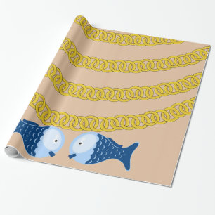 Glossy Wrapping Paper, Gold Chain Fish Wrapping Paper