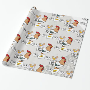 Glossy Wrapping Paper, Gray Silver Chickens Eggs Wrapping Paper