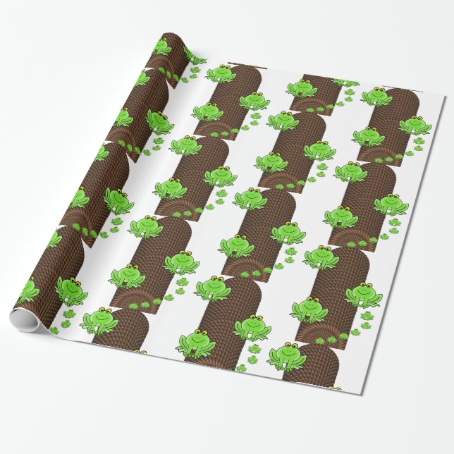 Glossy Wrapping Paper, Green Frogs Rope Paper (Unrolled)