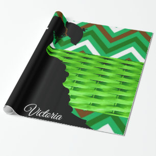 Glossy Wrapping Paper, Green Stripe Victorian Paper