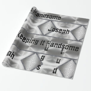 Glossy Wrapping Paper, Grey Keep it Handsome Paper