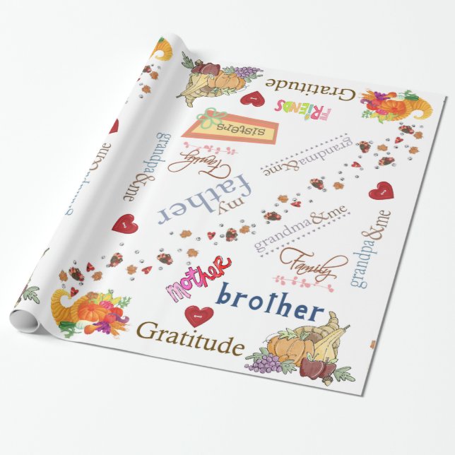Glossy Wrapping Paper Happy Thanksgiving Day (Unrolled)