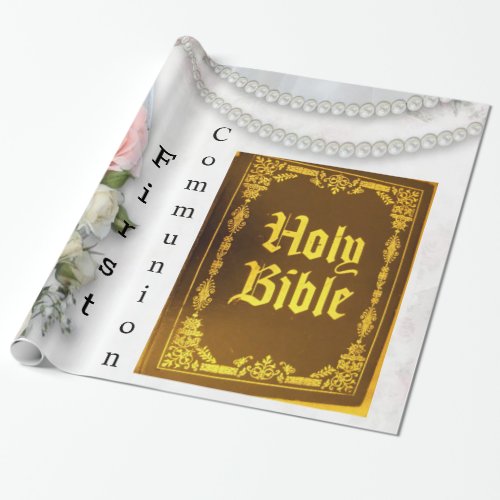 Glossy Wrapping Paper Holy Bible First Communion Wrapping Paper