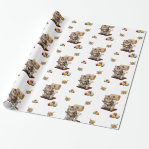 Glossy Wrapping Paper, Kitten Cat Condo Yarn Wrapping Paper