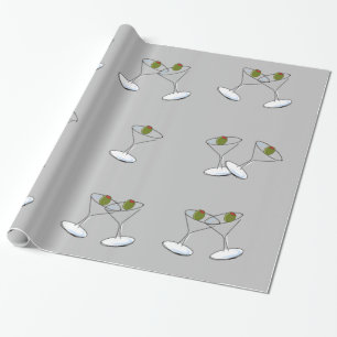 Glossy Wrapping Paper, Martini Glasses  Gray Paper