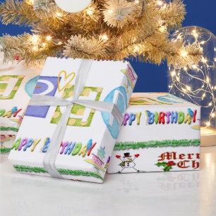 Glossy Wrapping Paper Merry Christmas Birthday