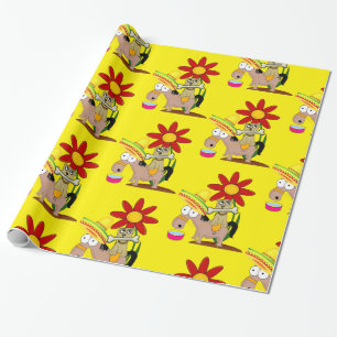 Glossy Wrapping Paper, Mexican Man Donkey Sombrero Wrapping Paper