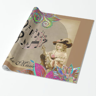 Glossy Wrapping Paper, Music Victorian Floral Paper