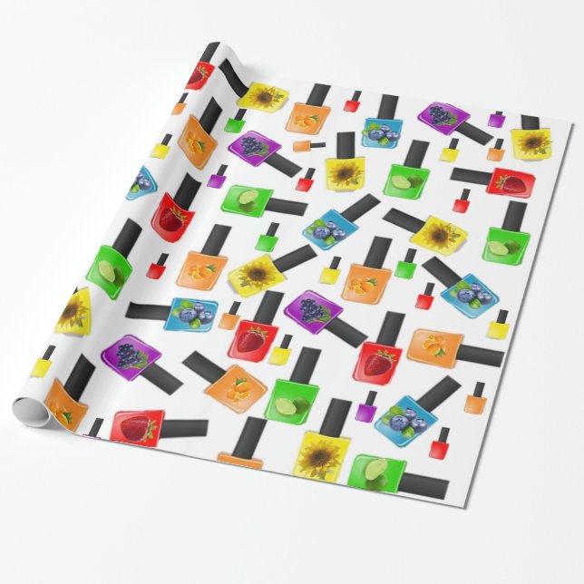 Glossy Wrapping Paper, Nail Polish Colors Paper (Unrolled)
