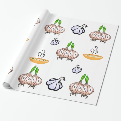Glossy Wrapping Paper Onions Garlic Soup Chef 