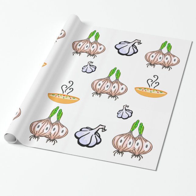 Glossy Wrapping Paper Onions Garlic Soup Chef  (Unrolled)