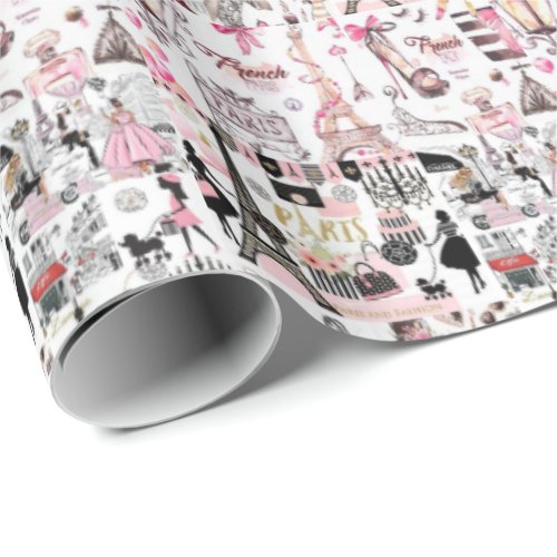Glossy Wrapping Paper Paris France