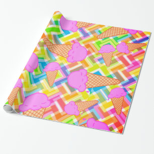 Glossy Wrapping Paper, Pastel Chevron Ice Cream Wrapping Paper
