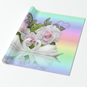 Glossy Wrapping Paper, Pastel White Swan Wrapping Paper