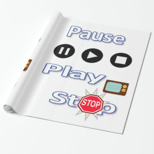 Glossy Wrapping Paper Pause, Play Stop