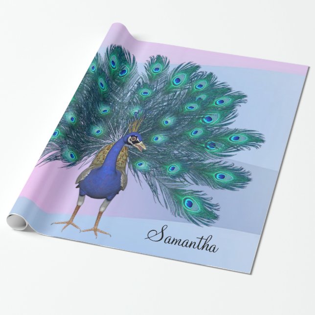 Glossy Wrapping Paper, Peacock Wrapping Paper (Unrolled)