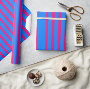 Glossy Wrapping Paper Pink & Blue Stripe