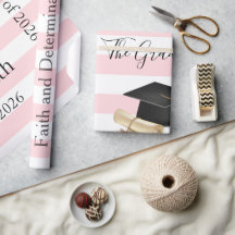 Glossy Wrapping Paper Pink Stripe Graduate 2026