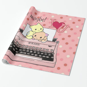 Glossy Wrapping Paper, Pink Typewriter Call maybe! Wrapping Paper