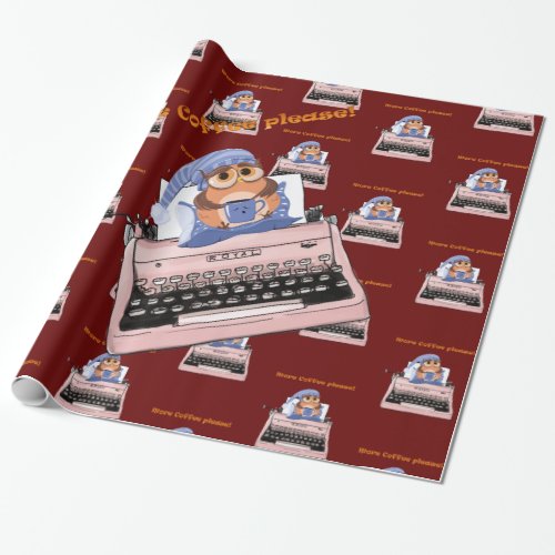 Glossy Wrapping Paper Pink Typewriter Coffee Wrapping Paper