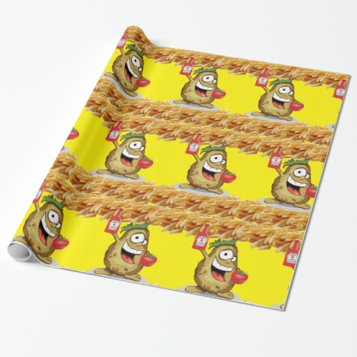 Glossy Wrapping Paper Potato French Fries Ketchup Wrapping Paper