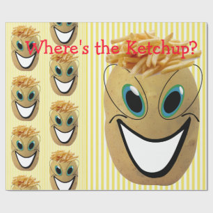 Glossy Wrapping Paper, Potato French Fries Stripe Wrapping Paper