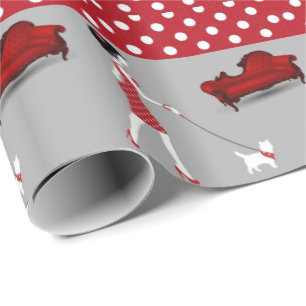 Glossy Wrapping Paper Red Polkadot Dog