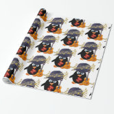 Skating penguin glossy purple wrapping paper