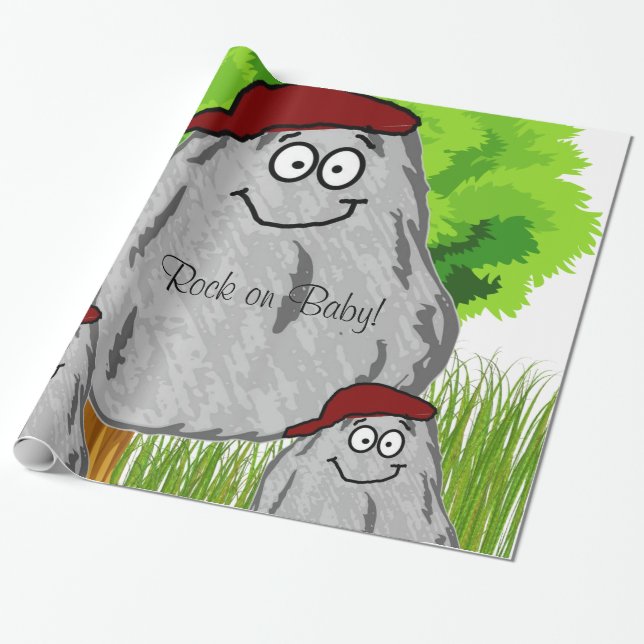 Glossy Wrapping Paper, Rocks Rock on Baby! Paper (Unrolled)