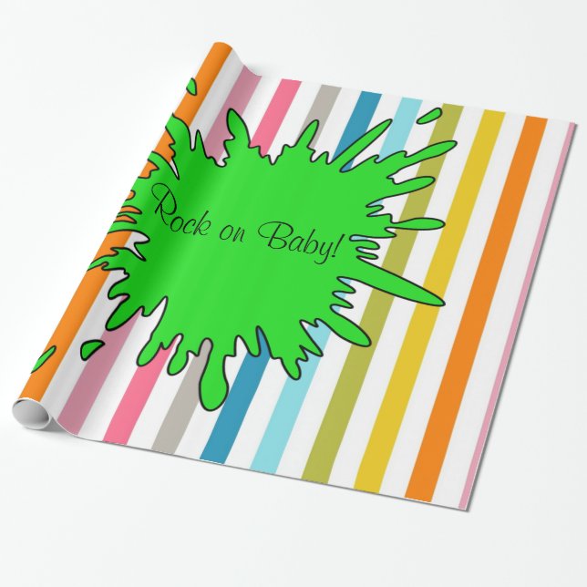 Glossy Wrapping Paper, Rocks Rock on Baby! Stripe Wrapping Paper (Unrolled)