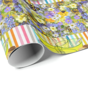Glossy Wrapping Paper Soup Floral Stripe