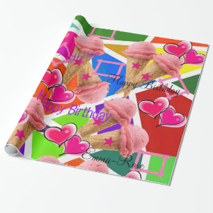 Glossy Wrapping Paper, Strawberry Ice Cream Wrapping Paper