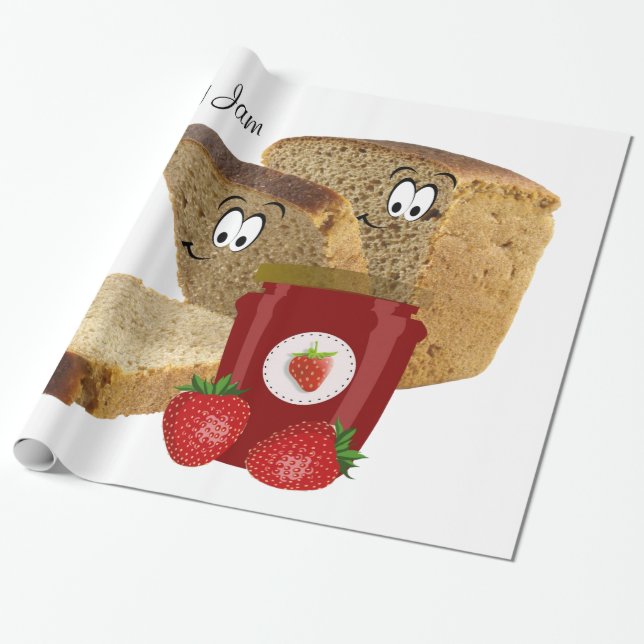 Glossy Wrapping Paper, Strawberry Jam Toast Wrapping Paper (Unrolled)