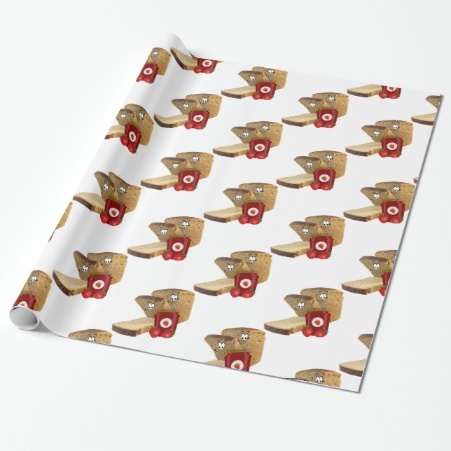 Glossy Wrapping Paper, Strawberry Jam Toast Wrapping Paper (Unrolled)