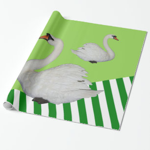 Glossy Wrapping Paper, Swan Green Stripe Wrapping Paper