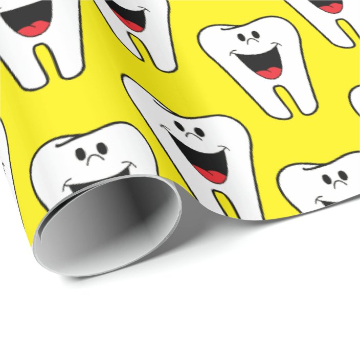 Glossy Wrapping Paper, Teeth Yellow Dentist Wrapping Paper