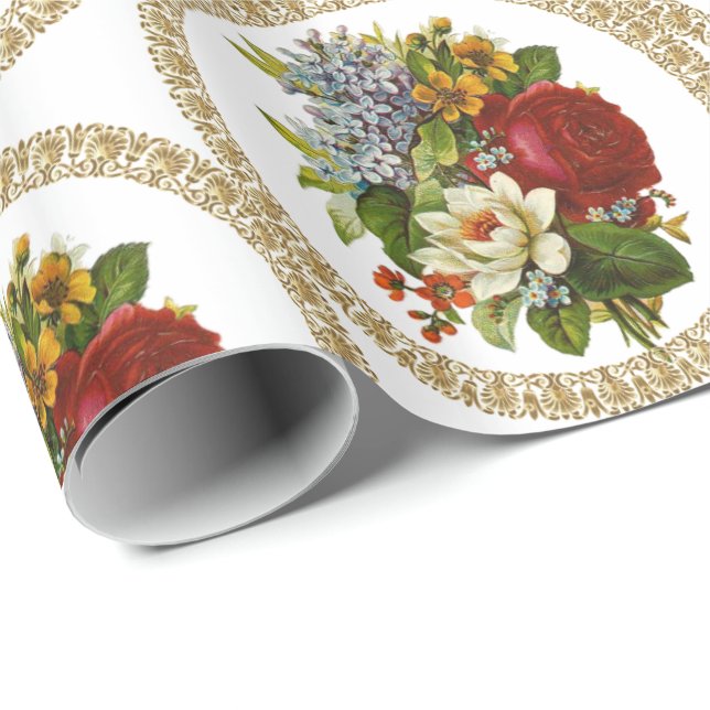 Glossy Wrapping Paper Victorian Floral (Roll Corner)
