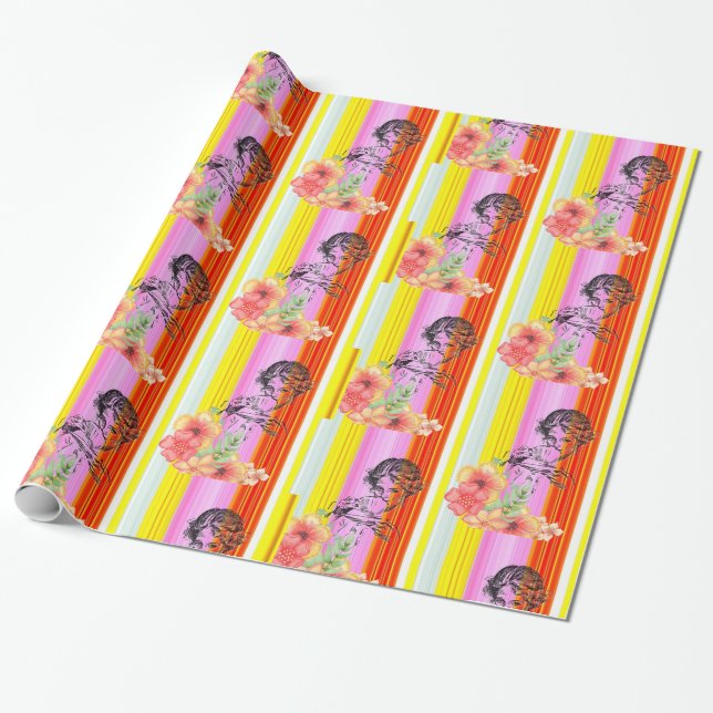 Glossy Wrapping Paper, Victorian Stripe Paper (Unrolled)