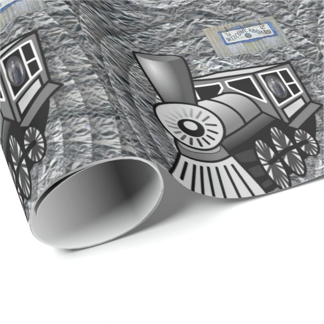 Glossy Wrapping Paper Vintage Train (Roll Corner)