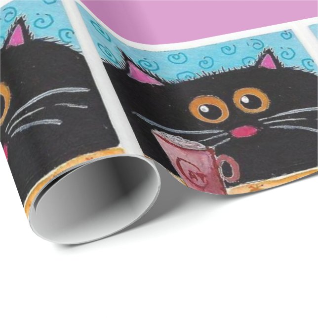 Glossy Wrapping Paper Whimsical Cat (Roll Corner)