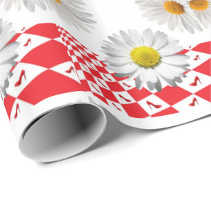 Glossy Wrapping Paper White Daisy